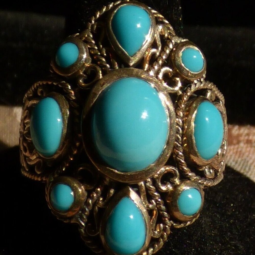 ATGW 2.97CTS SAMUEL B SLEEPING BEAUTY TURQUOISE RING STERLING SILVER SZ 8 LE 65